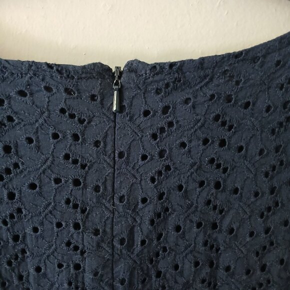 VTG L.L Bean Women's Sheath Dress Size 18 Blue Zipper Sleeveless 100% Cotton - Picture 13 of 16